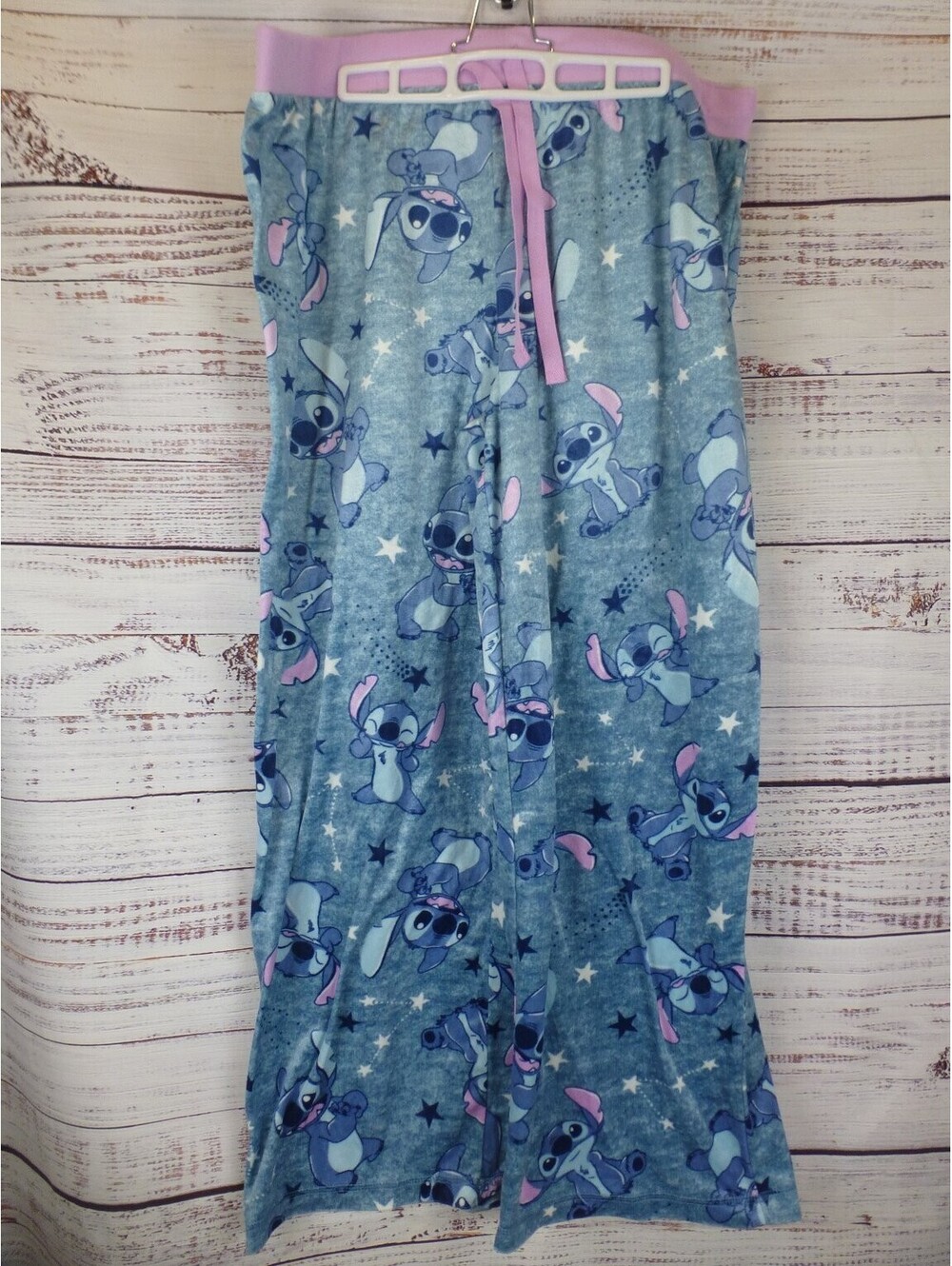 Disney Stitch Women's 2X Plus Size Blue Fleece Pajama Lounge Pants Drawstring G3